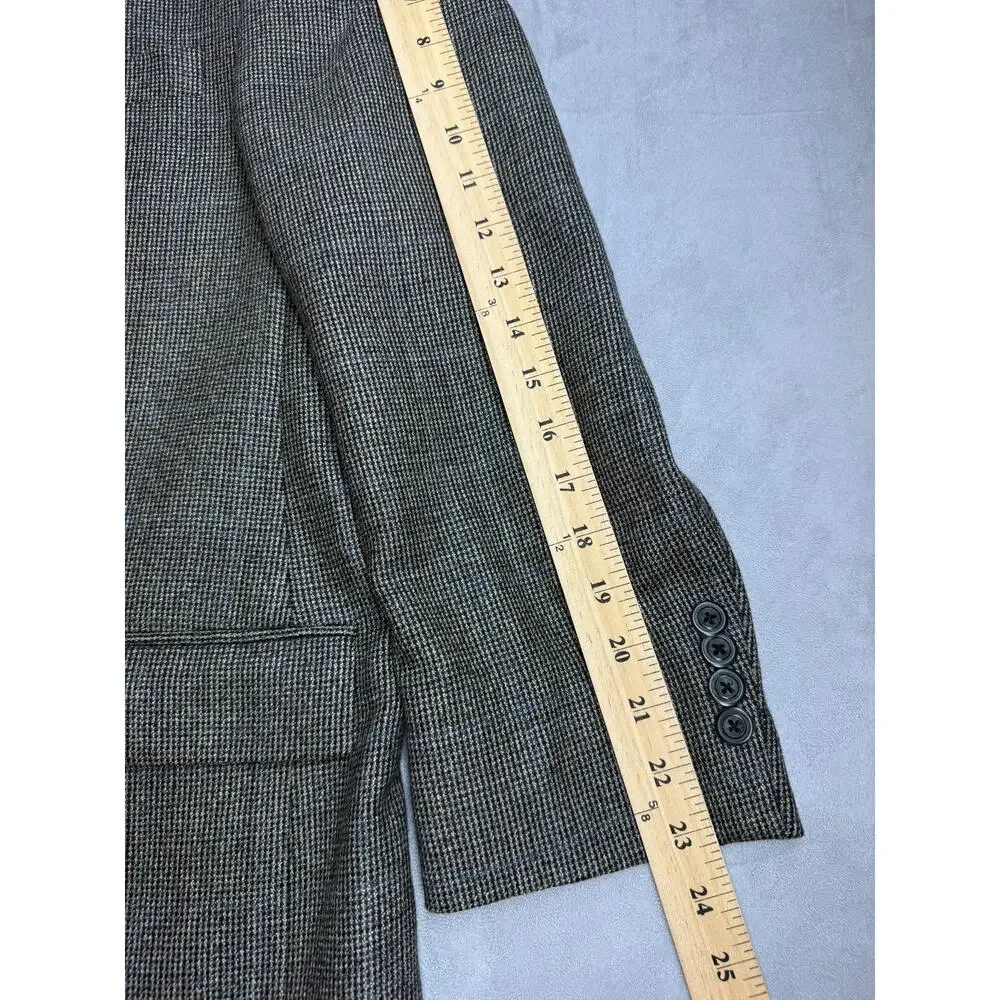 LAUREN Ralph Lauren Gray 44R Micro Houndstooth Sport Coat 100% Wool Vintage